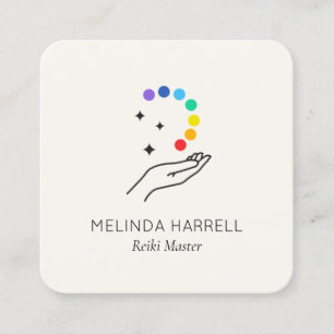 Healing Hand Logo Reiki, Massage, Wellness Ivory Square Business Card