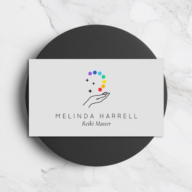 Healing Hand Logo Reiki, Massage, Wellness Lt Grey Business Card (Creator Uploaded)