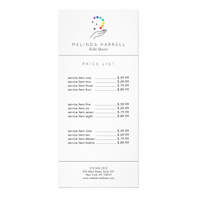 Healing Hand Logo Reiki, Massage, Wellness Rack Card (Front)