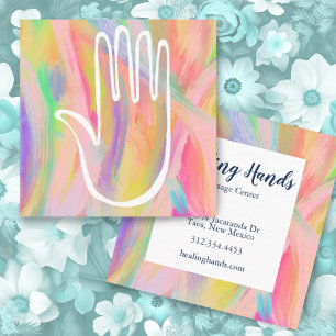 Healing Hand Rainbow Colourful Oil Paint Square Business Card