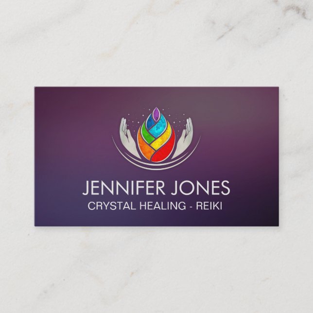 Healing Hands - Chakras - Lotus Petal Business Car Business Card (Front)