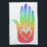 Healing Hands Hamsa Hearts Palm Rainbow Tea Towel<br><div class="desc">Decorate your kitchen with this sweet towel. Makes a great housewarming or wedding gift! Check my shop for the matching opposite hand too.
You can customise it and add text too.
Check my shop for lots more colours and patterns!</div>