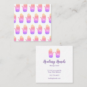 Healing Hands Hearts Hamsa Colourful Pattern Square Business Card