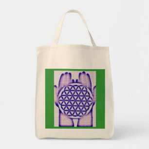 Healing Hands Holding Flower of Life. Tote Bag