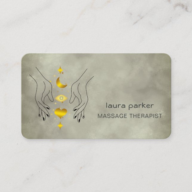 Healing Hands Massage Thearapist Holistic Fitness Business Card (Front)
