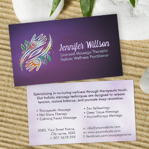 Healing Hands Massage Therapist Business Card