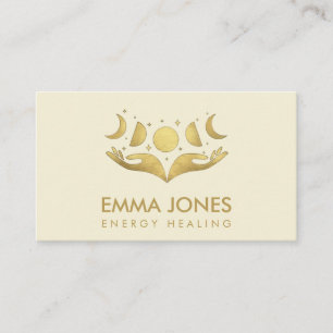 Healing hands - Moons - Pastel gold Business Card