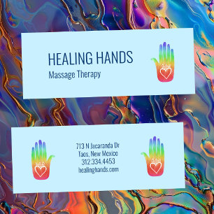 Healing Hands Rainbow Colourful Hamsa Hearts  Mini Business Card