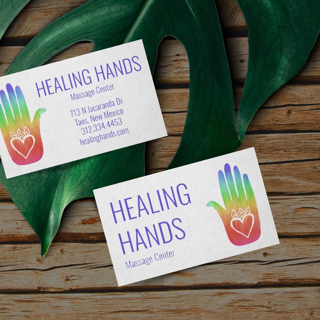 Healing Hands Rainbow Colourful Painted Hamsa Business Card (Creator Uploaded)