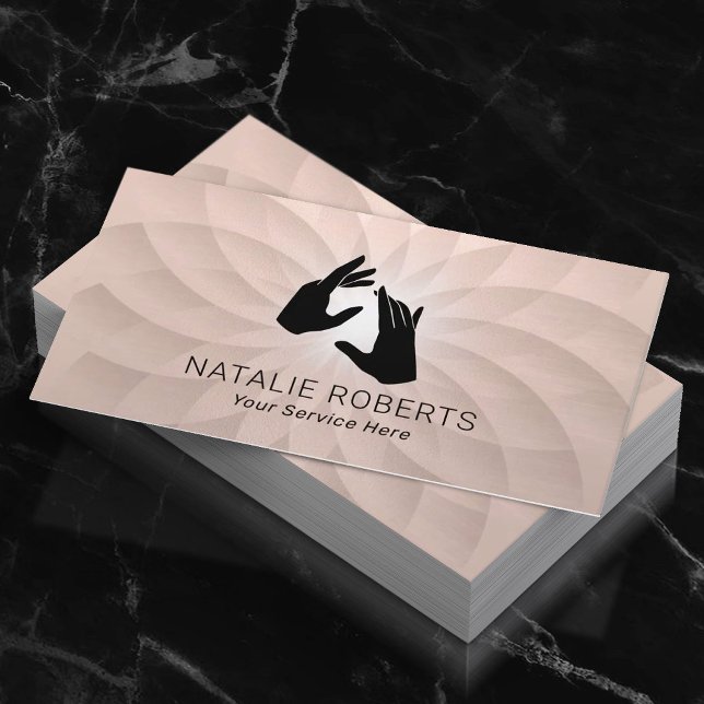 Healing Hands Rose Gold Spiral Massage Spa Salon Business Card (Creator Uploaded)