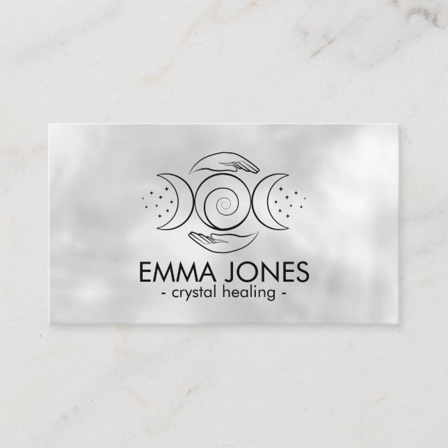Healing Hands - Triple Moon - Black Business Card (Front)