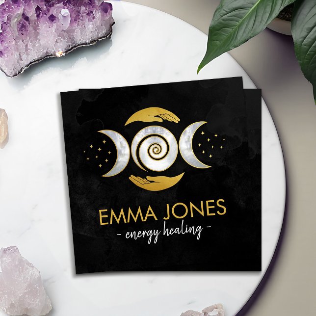 Healing Hands- Triple moon Square Business Card (Creator Uploaded)