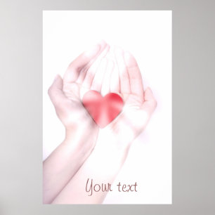 Healing hands with red heart customise it yourself poster