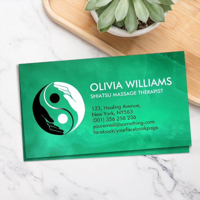 Healing Hands Yin Yang symbol Appointment Business Business Card (Creator Uploaded)