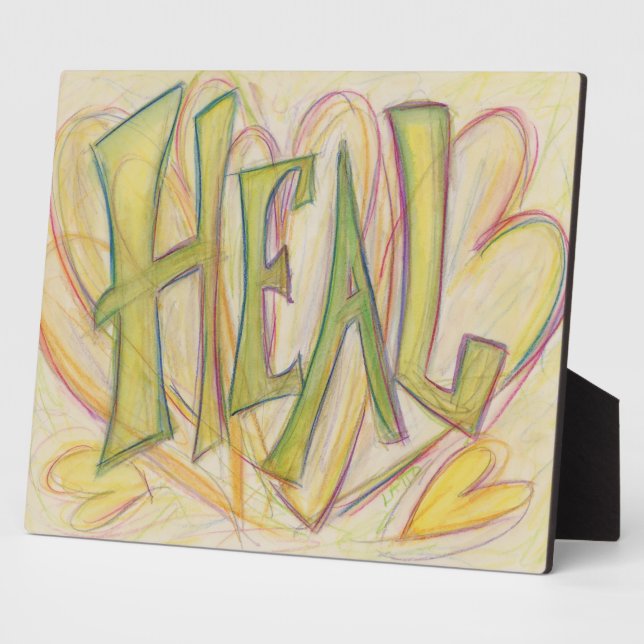 Healing Heart Inspirational Word Art Print Plaques (Side)