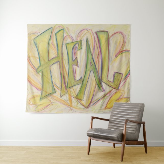 Healing Heart Word Art Tapestry Wall Hanging (In Situ (Horizontal))