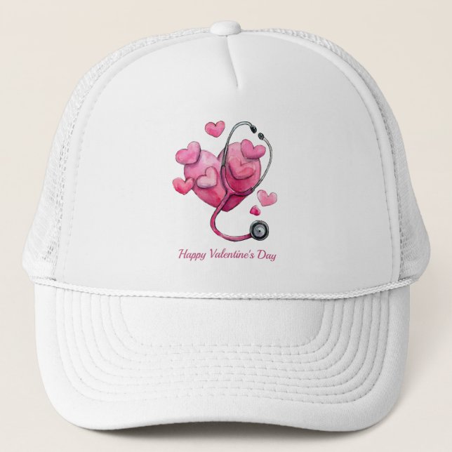 Healing Hearts Valentine Design Trucker Hat (Front)