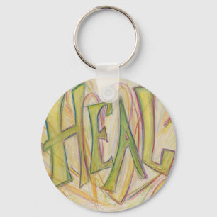 Healing Hearts Word Art Inspirational Keychain