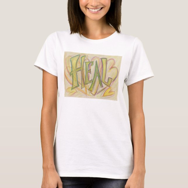 Healing Hearts Word Art Inspirational T-Shirt (Front)