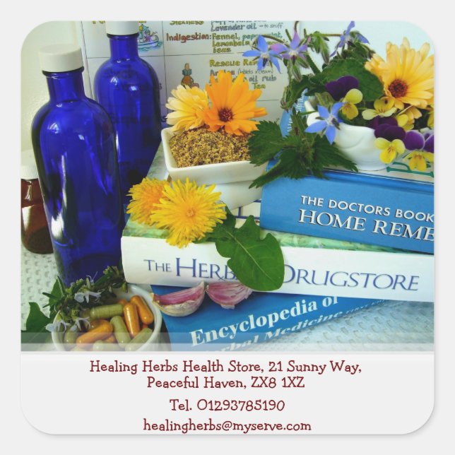 Healing Herbs Health Store Square Sticker (Front)
