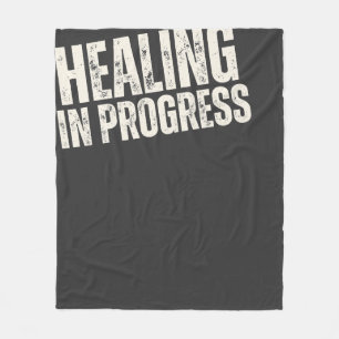 Healing In Progress Care Package Charcoal White Fleece Blanket