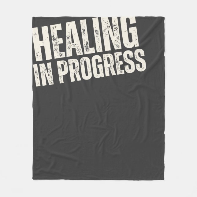 Healing In Progress | Care Package Charcoal White Fleece Blanket (Front)