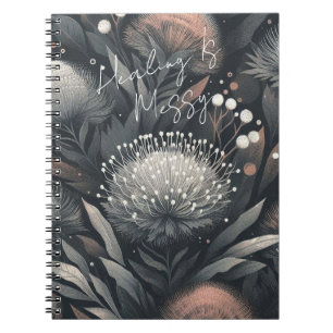  Healing Is Messy – Midnight Bloom Botanical Art Notebook