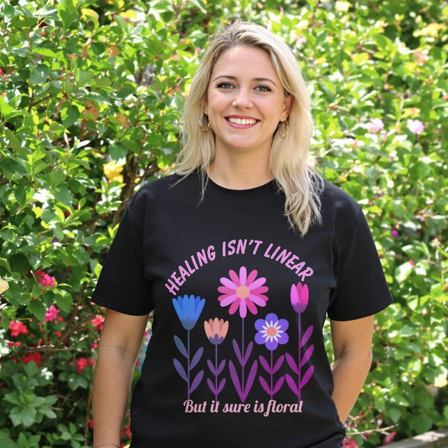 Healing Isn't Linear Floral Dark T-Shirt (Creator Uploaded)