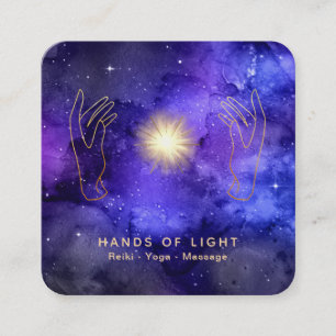 *~* Healing Light Hands  Stars Universe Cosmic Square Business Card