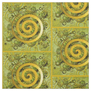 Healing Power Spiral gold green + your ideas Fabric