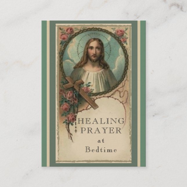 Healing Prayer at Bedtime Sacred Heart Holy Card (Front)