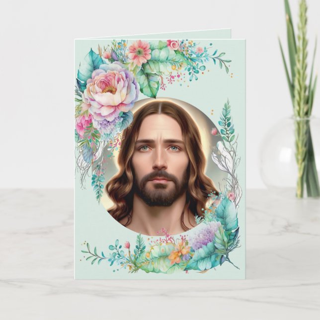 Healing Prayer Custom Get Well Soon Jesus Floral Card (Front)