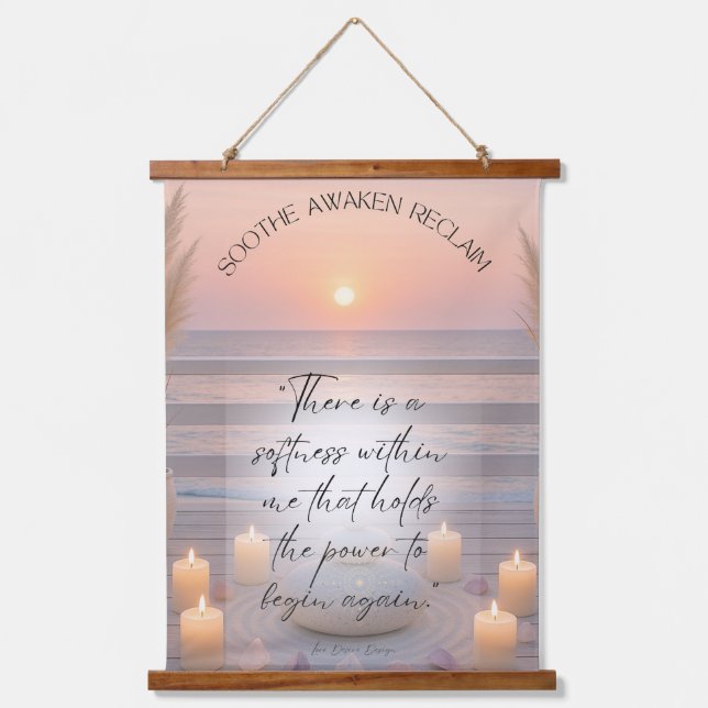 Healing Quote Coastal Sunset Tapestry (Front)