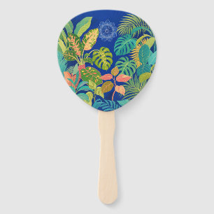 Healing Realm: tropical plants and mandalas Hand Fan