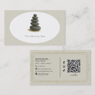 Healing Spa 5 Stones Gray & Beige Modern Business Card