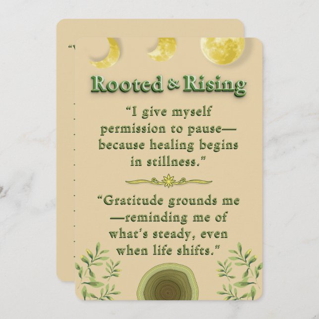 Healing Stillness | Pause & Gratitude Affirmation Card (Front/Back)