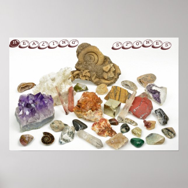 Healing stones, ametyst,quartz,opal,tourmaline poster (Front)