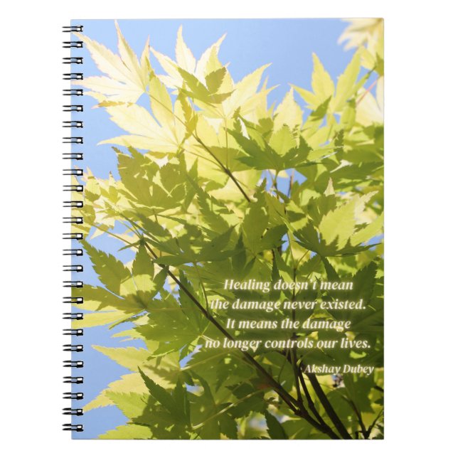 healing tree, inspirational quote - notebook (Front)