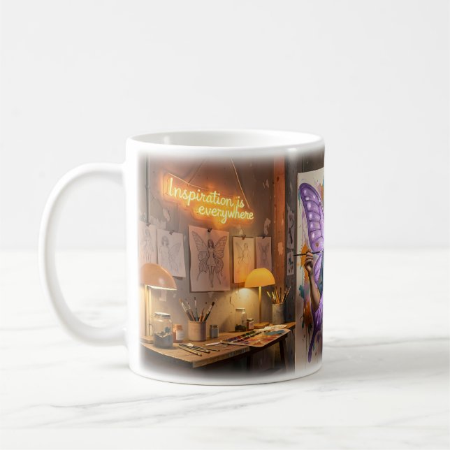 Healing Wings in a Midnight Art Studio Mug (Left)