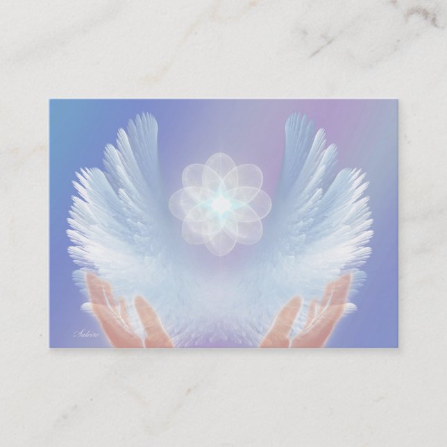 Healing with Angels Blue Business Card (Front)