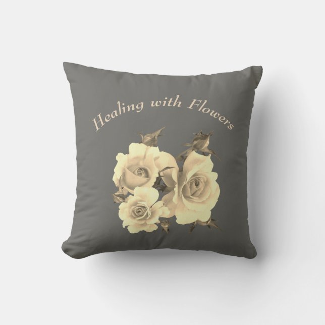 Healing with Flowers Roses design Cushion (Front)