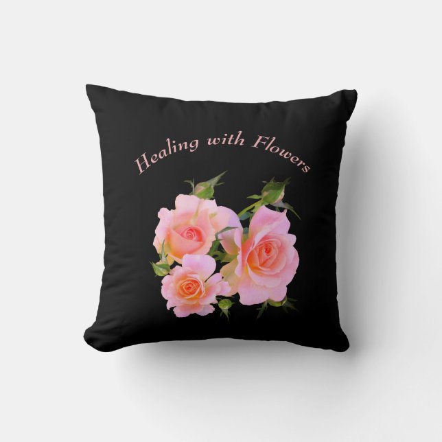 Healing with Flowers Roses design Cushion (Front)