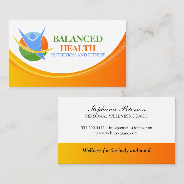 Health and Nutrition Coach Business Card (Front/Back)