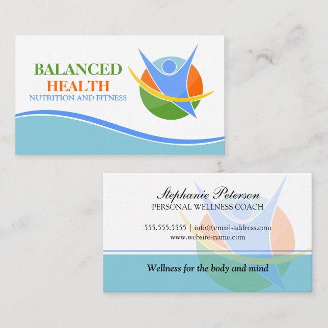 Health and Nutrition Coach Business Card (Front/Back)