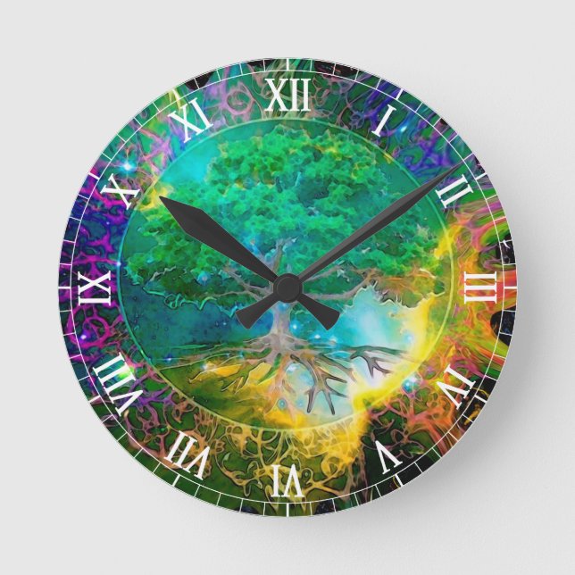 Health and Vitality Tree of Life Round Clock (Front)