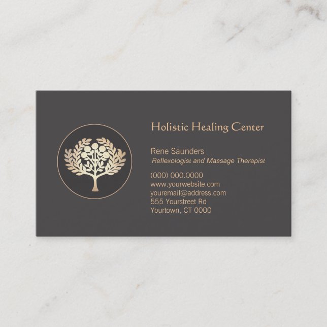 Health and Wellness Gold Fruit Tree Business Card (Front)