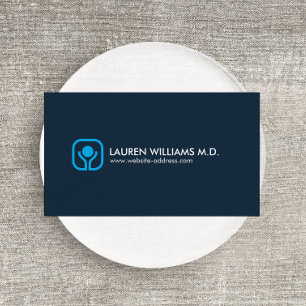 Health and Wellness Logo on Dark Blue Business Card