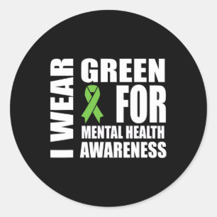Health Awareness Green Ribbon Support Classic Round Sticker