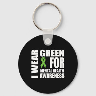 Health Awareness Green Ribbon Support  Key Ring