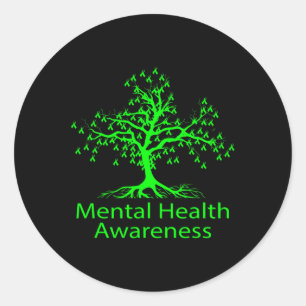 Health Awareness Green Tree Mental Health Awarenes Classic Round Sticker